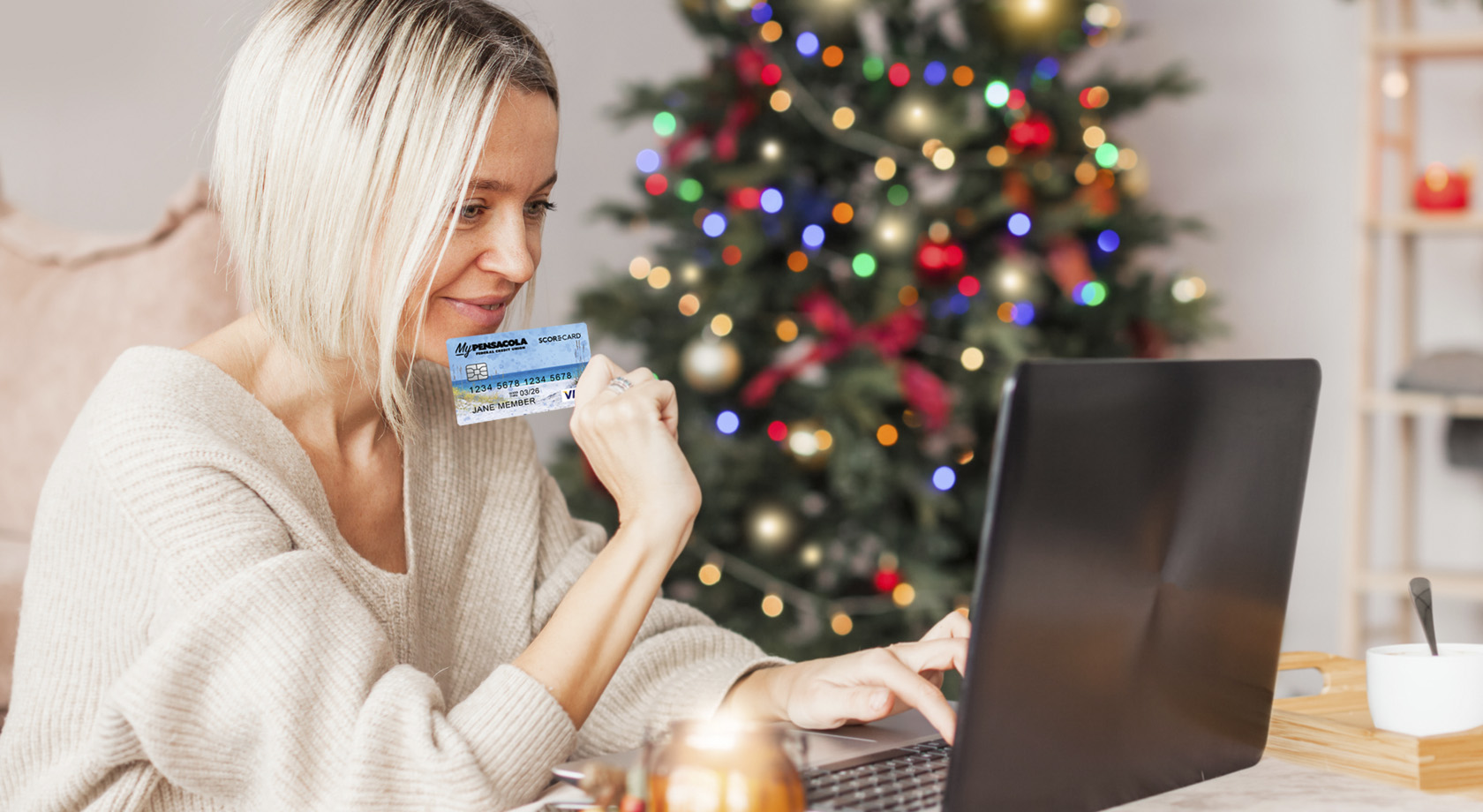 Woman holding credit card and Smartphone